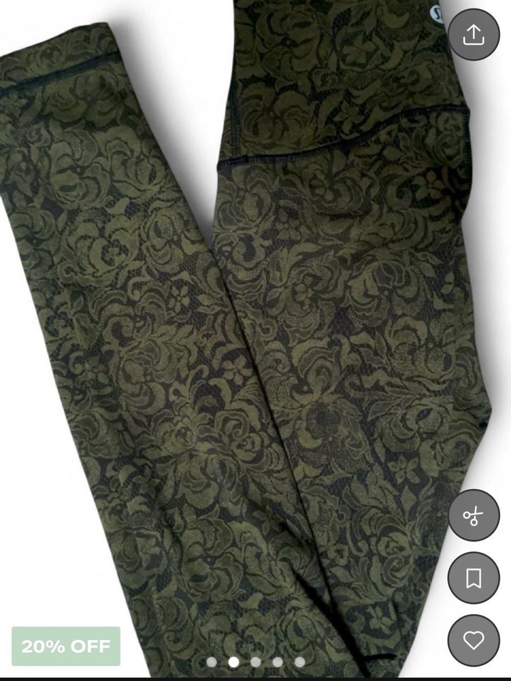 Lululemon Olive Floral Jacquard Leggings